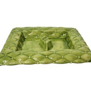 Vintage MCM Large handcrafted Rectangle Ceramic Ashtray with quilted pattern in